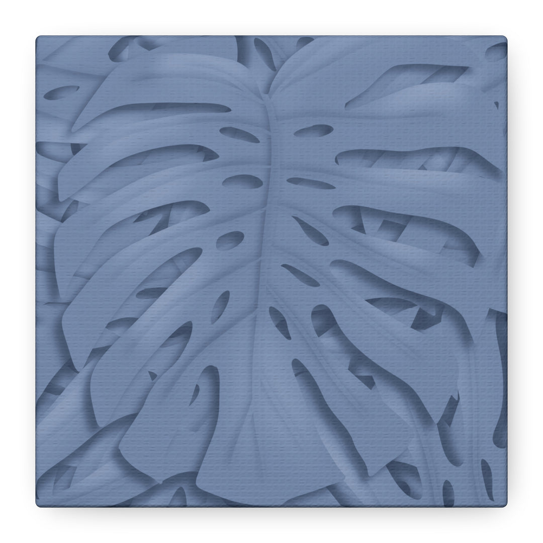 Monstera Canvas Art Blue Tropical Leaf Wall Art on Matte Cotton Canvas Print by The Potted Pixel