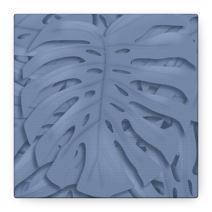 Monstera Canvas Art Blue Tropical Leaf Wall Art on Matte Cotton Canvas Print by The Potted Pixel