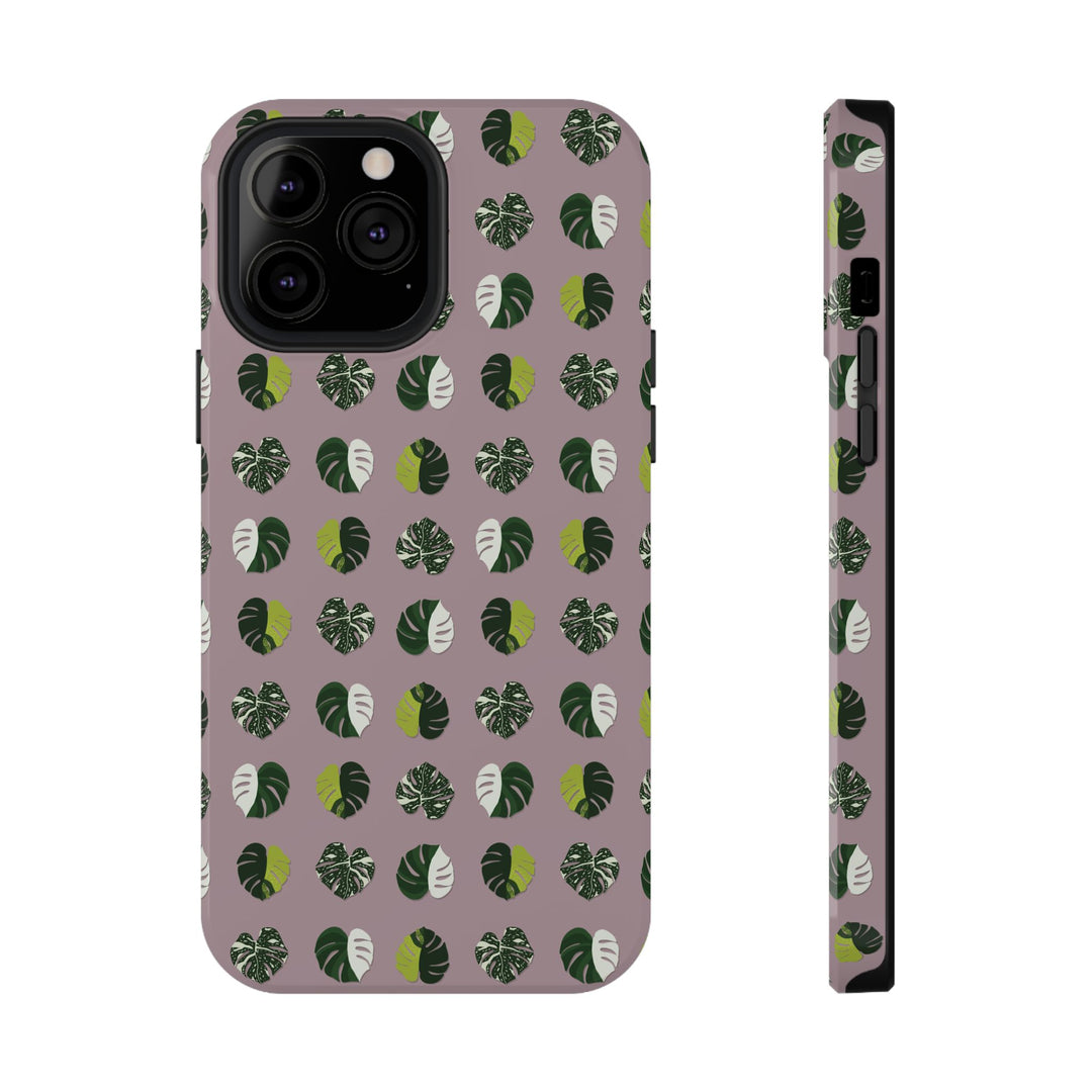 Variegated Monstera Pattern Phone Case – Dual Layer Protective Cover
