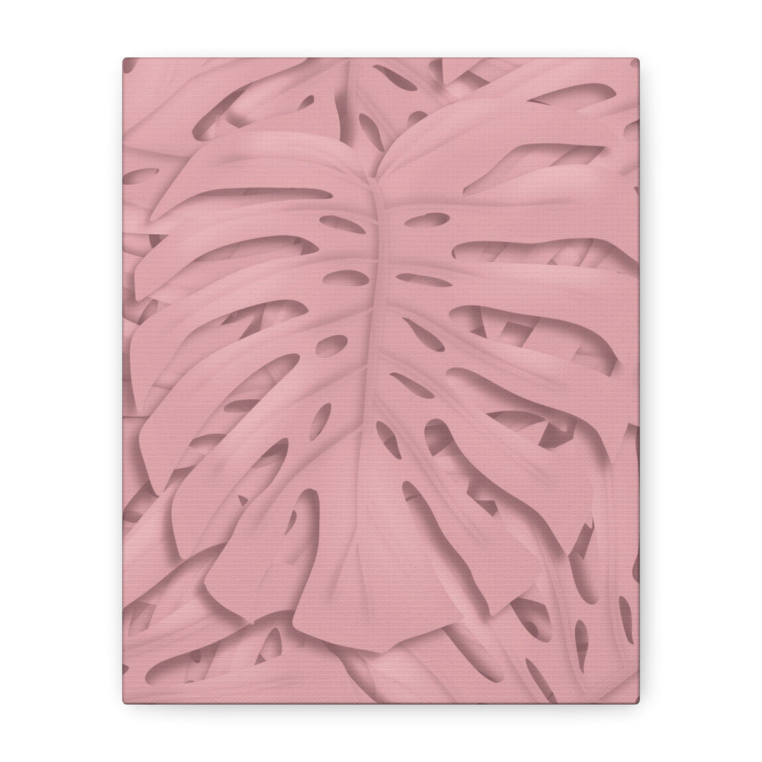 Monstera Canvas Art Soft Pink Botanical Wall Decor Matte Finish Print For Living Room