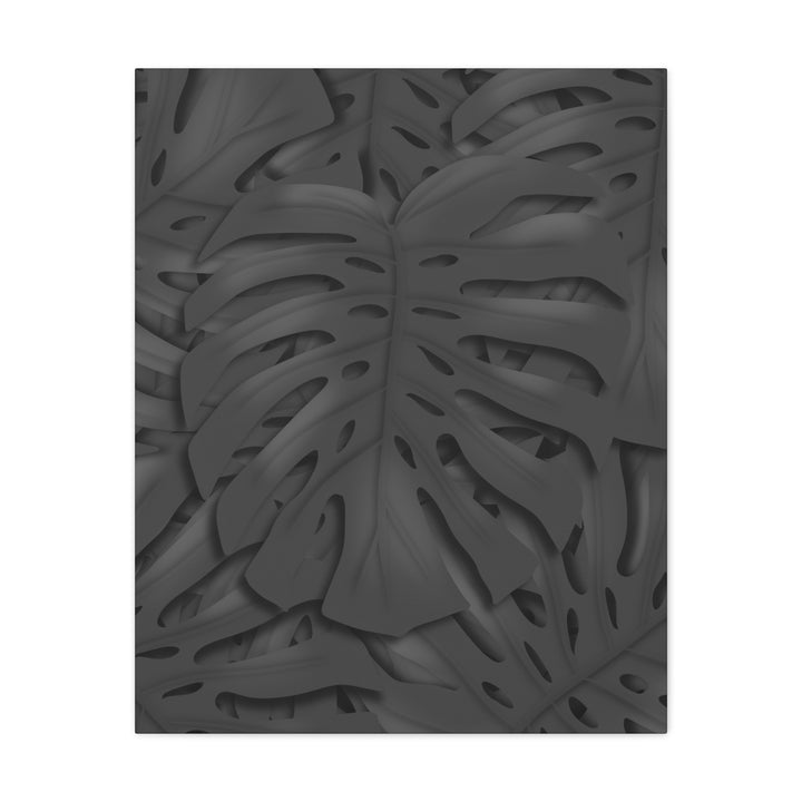Charcoal Monstera Canvas Wall Art Matte Stretched 1.25 Inch Thick Plant Leaf Decor