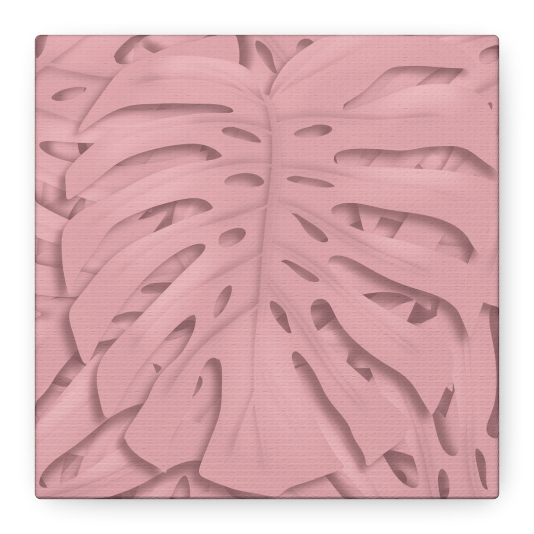 Monstera Canvas Art Soft Pink Botanical Wall Decor Matte Finish Print For Living Room