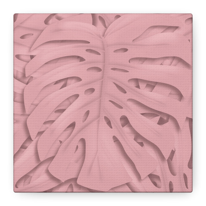 Monstera Canvas Art Soft Pink Botanical Wall Decor Matte Finish Print For Living Room