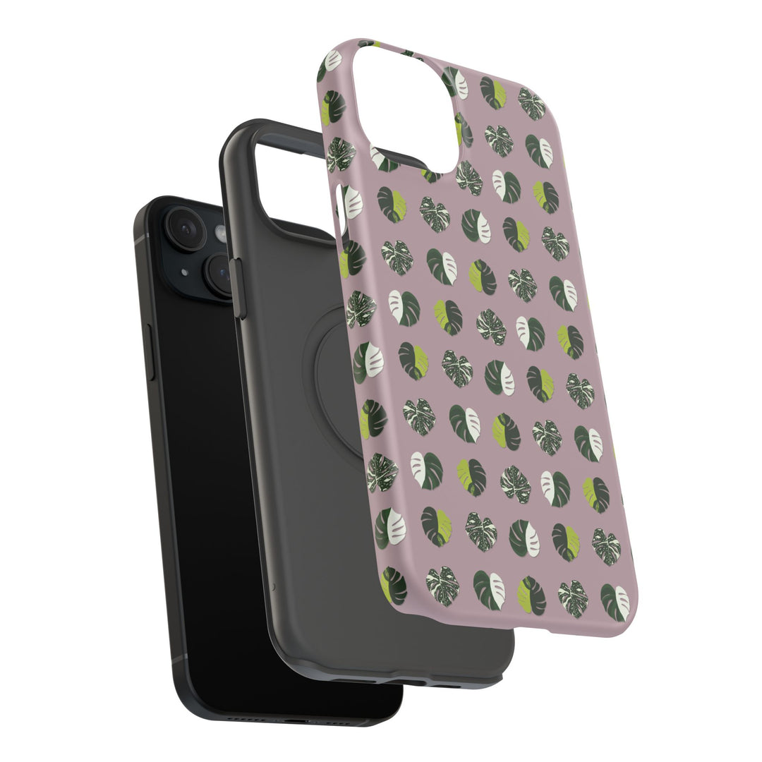 Variegated Monstera Pattern Phone Case – Dual Layer Protective Cover
