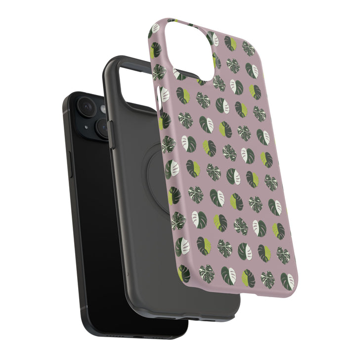 Variegated Monstera Pattern Phone Case – Dual Layer Protective Cover