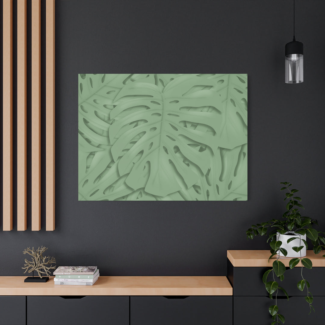 Monstera Canvas Art The Potted Pixel 24x36 Inches Matte Finish Wall Decor Botanical Green Leaf Print