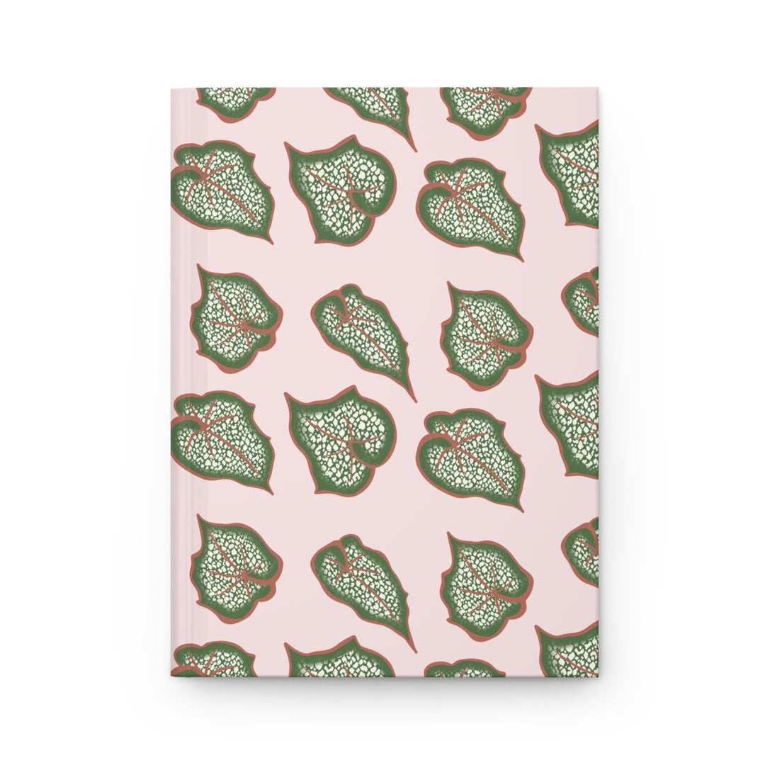 Begonia Pattern Hardcover Journal for Garden Lovers Plant Themed Writing Notebook Matte Pastel Cover