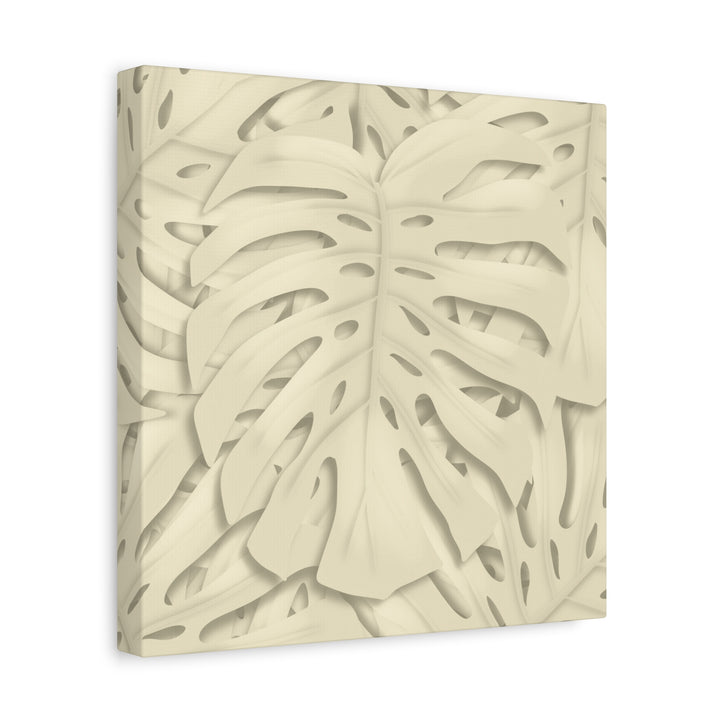 Monstera Canvas Print Durable Cotton Stretched Canvas With Beige Botanical Artwork For Modern Home Decor