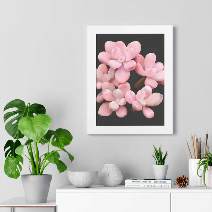Pink Moonstone Succulent Framed Poster Vertical Botanical Wall Art