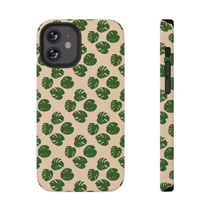 Monstera Pattern Phone Case – Dual Layer Protective Cover