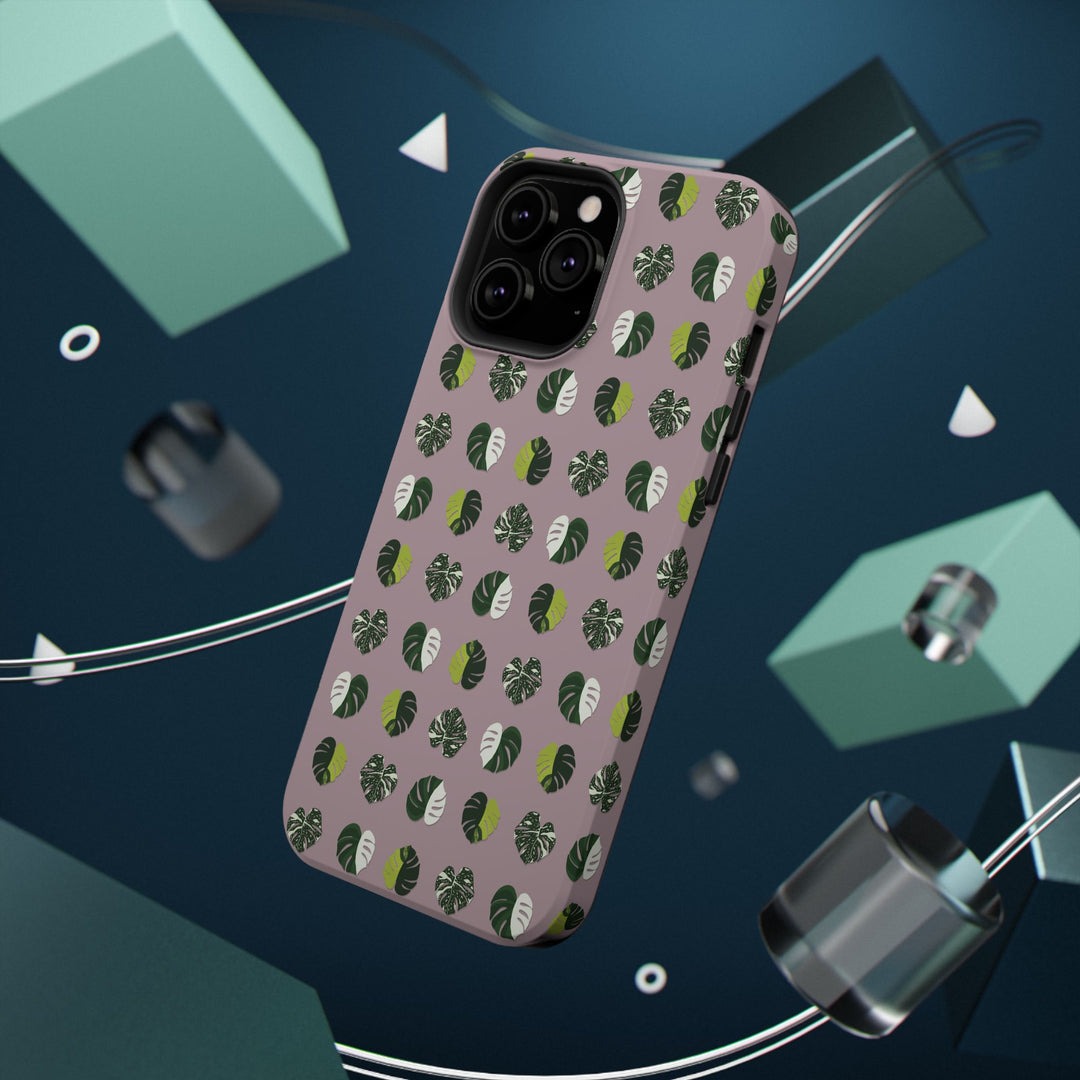 Variegated Monstera Pattern Phone Case – Dual Layer Protective Cover