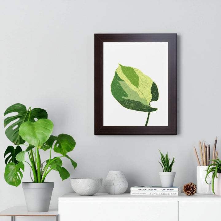 Manjula Pothos Print Framed Wall Art With Heart Shaped Leaves Matte Finish Indoor Plant Decor