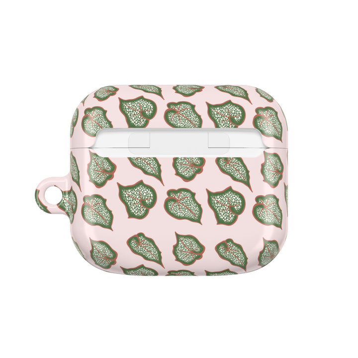 Begonia Pattern AirPod Case With Glossy Plant Design Wireless Charging Compatible Lightweight Polycarbonate Shell