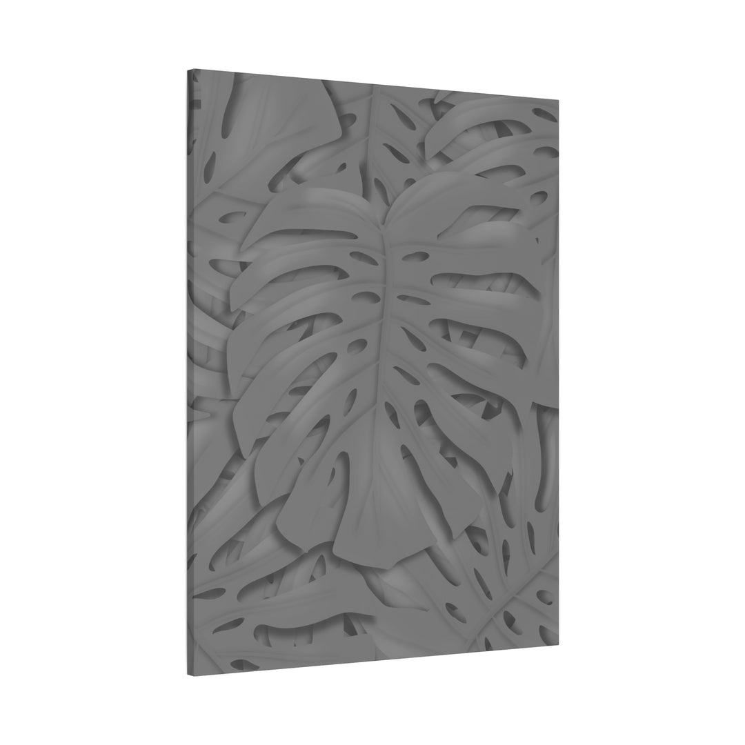 Charcoal Monstera Canvas Wall Art Matte Stretched 1.25 Inch Thick Tropical Leaf Print For Living Room Decor