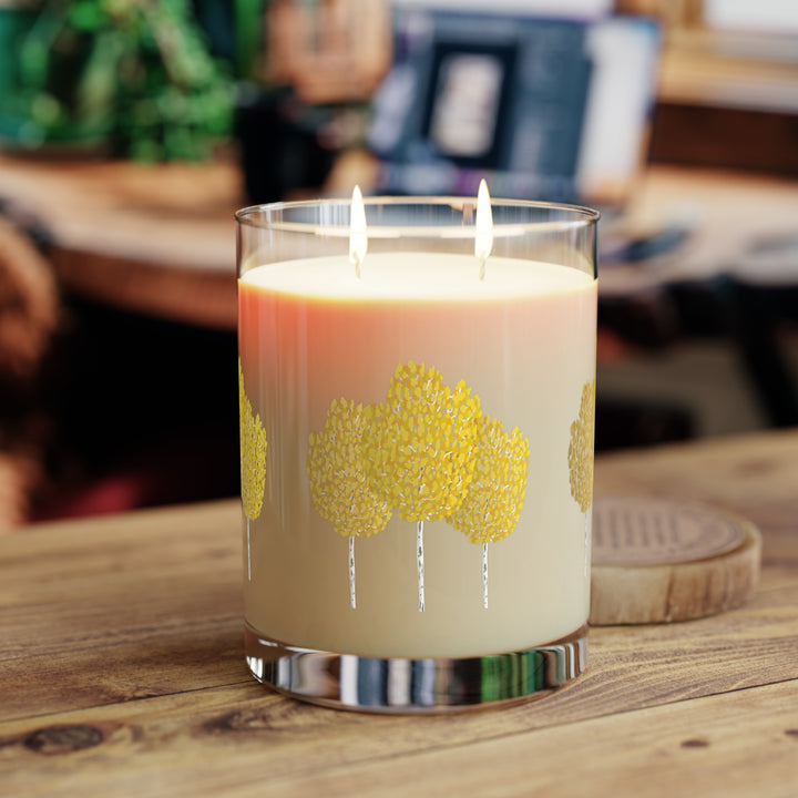 Fall Aspen Tree 11oz Soy Wax Candle By The Potted Pixel With White Tea Fig, Minted Lavender Sage, Or Ocean Mist Moss