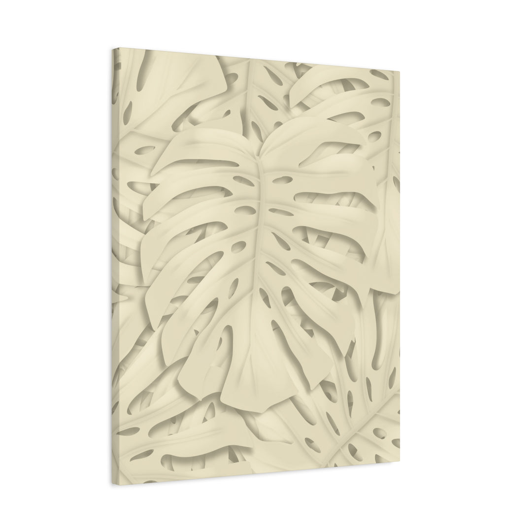 Monstera Canvas Print Durable Cotton Stretched Canvas With Beige Botanical Artwork For Modern Home Decor