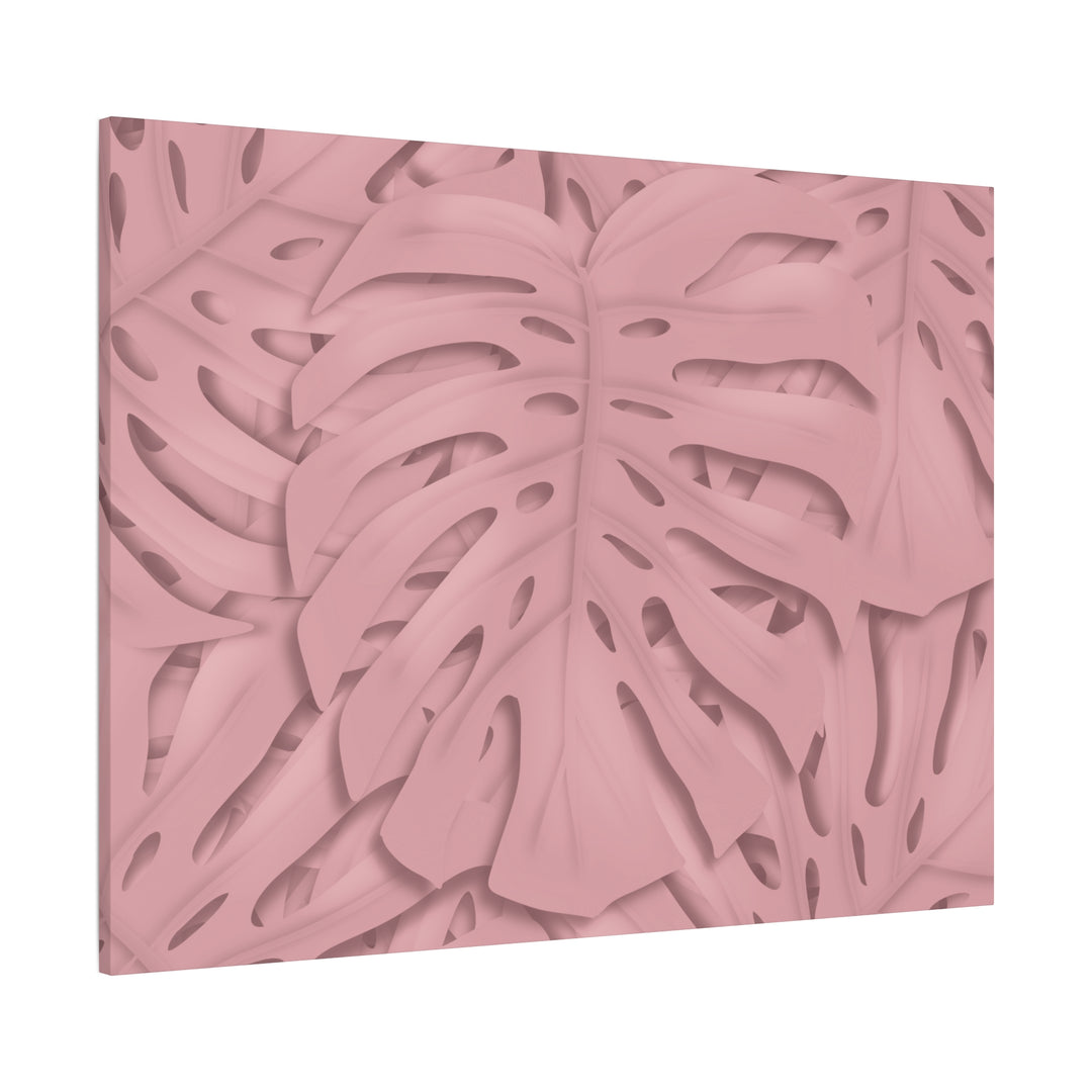 Monstera Canvas Art Soft Pink Botanical Wall Decor Matte Finish Print For Living Room