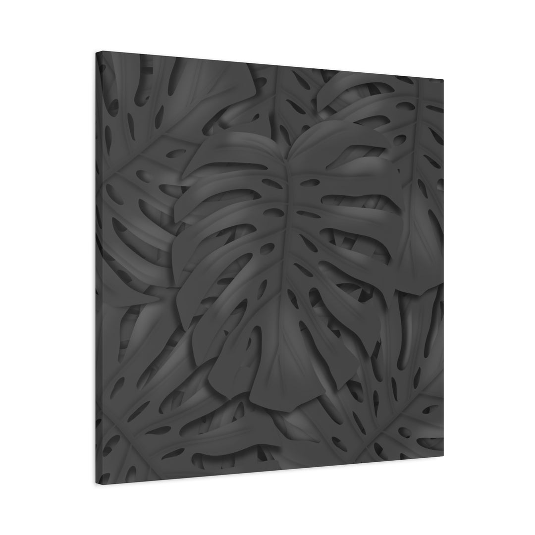 Charcoal Monstera Canvas Wall Art Matte Stretched 1.25 Inch Thick Plant Leaf Decor