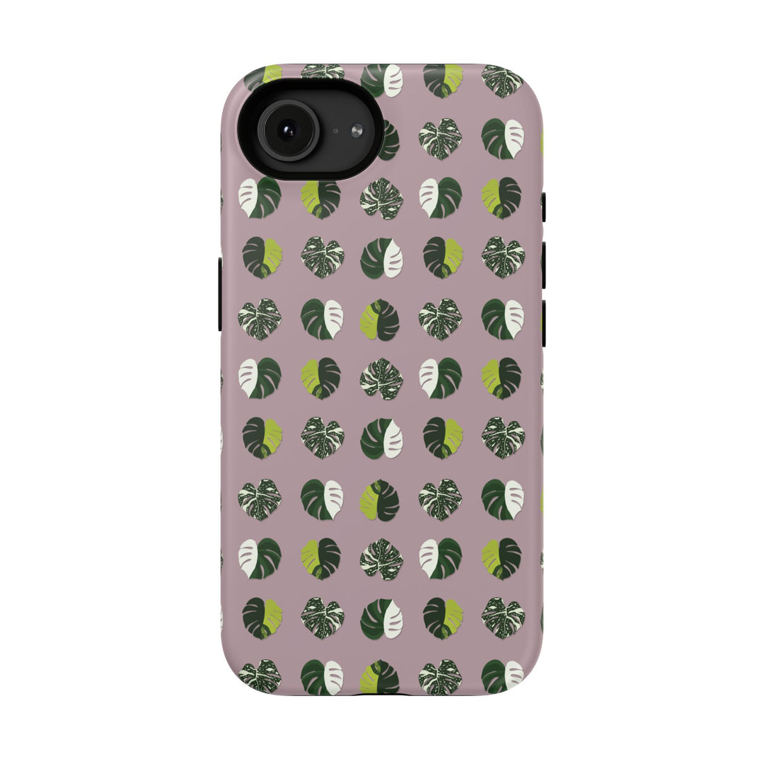 Variegated Monstera Pattern Phone Case – Dual Layer Protective Cover