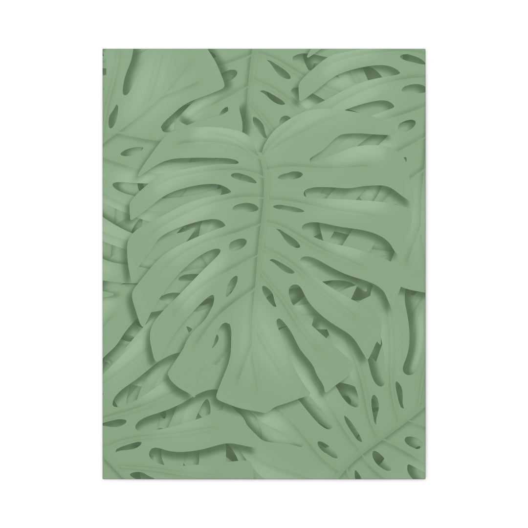 Monstera Canvas Art The Potted Pixel 24x36 Inches Matte Finish Wall Decor Botanical Green Leaf Print