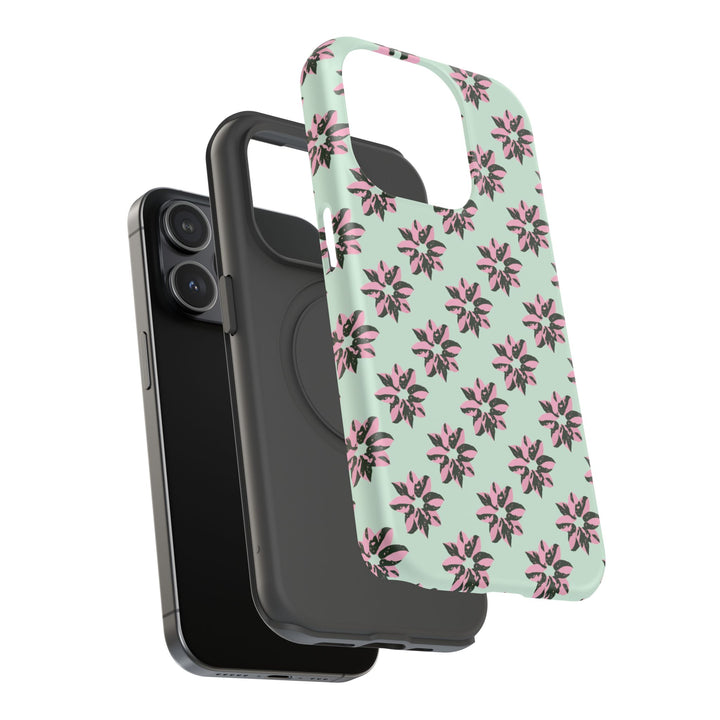 Pink Princess Philodendron Pattern Phone Case – Dual Layer Protective Cover