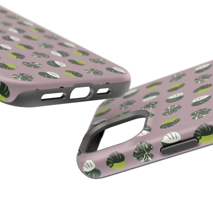 Variegated Monstera Pattern Phone Case – Dual Layer Protective Cover