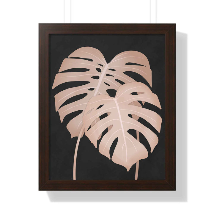 Framed Vertical Poster Soft Pink Monstera Leaf Wall Art