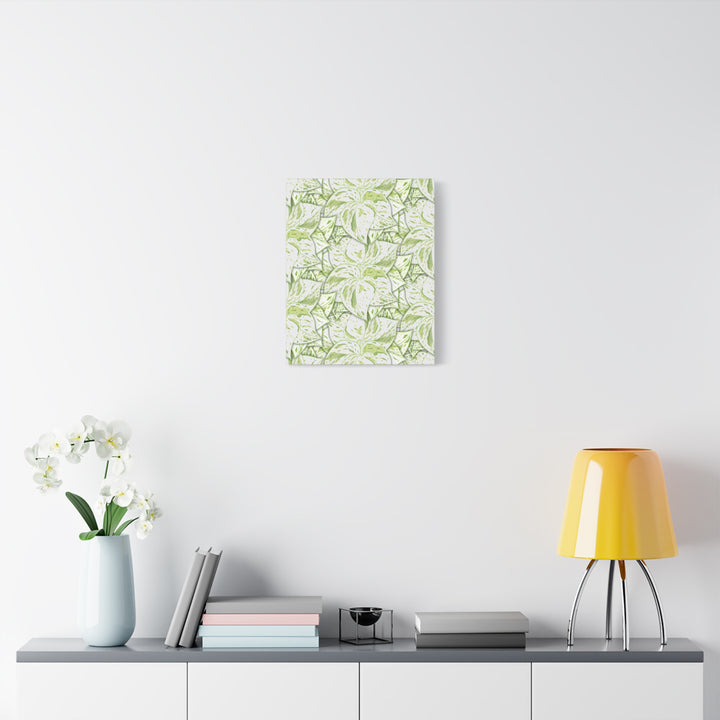 Snow Queen Pothos Canvas Print With Variegated White Leaves In Matte Finish For Modern Home Decor