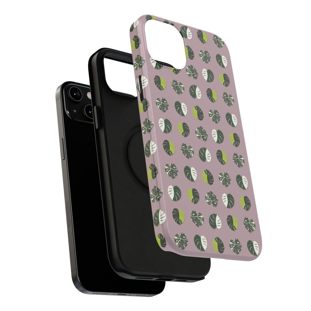 Variegated Monstera Pattern Phone Case – Dual Layer Protective Cover