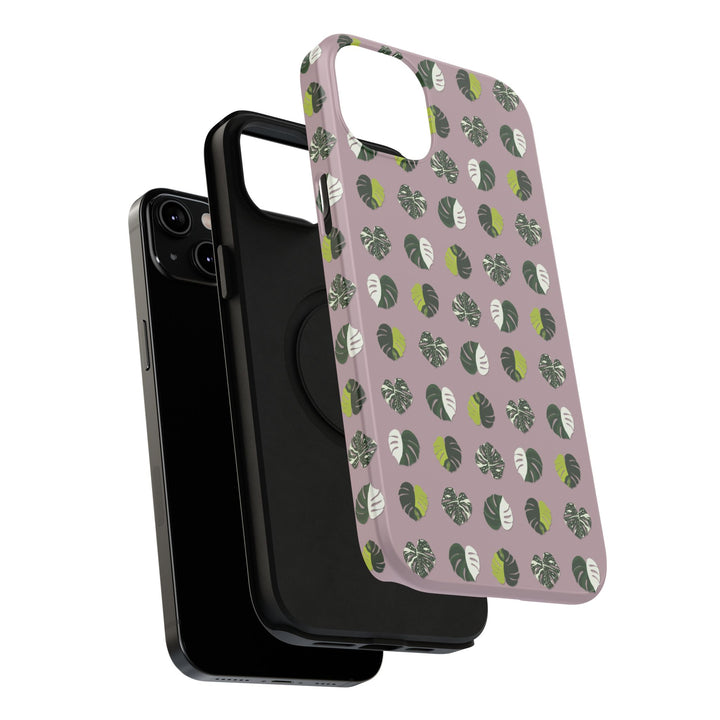 Variegated Monstera Pattern Phone Case – Dual Layer Protective Cover