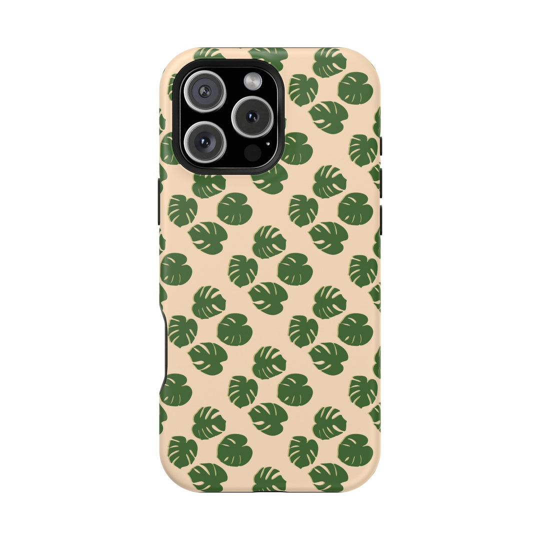 Monstera Pattern Phone Case – Dual Layer Protective Cover