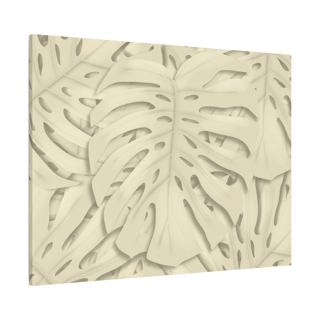 Monstera Canvas Print Durable Cotton Stretched Canvas With Beige Botanical Artwork For Modern Home Decor