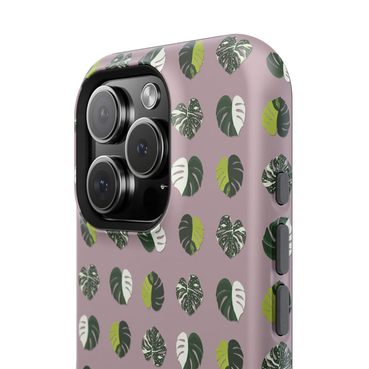 Variegated Monstera Pattern Phone Case – Dual Layer Protective Cover