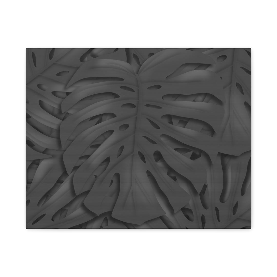 Charcoal Monstera Canvas Wall Art Matte Stretched 1.25 Inch Thick Plant Leaf Decor