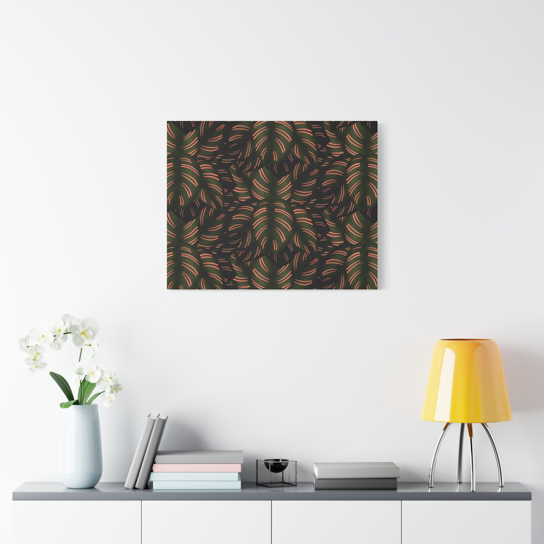Calathea Pinstripe Canvas Print With Matte Finish Stretched Botanical Wall Art For Living Room Decor