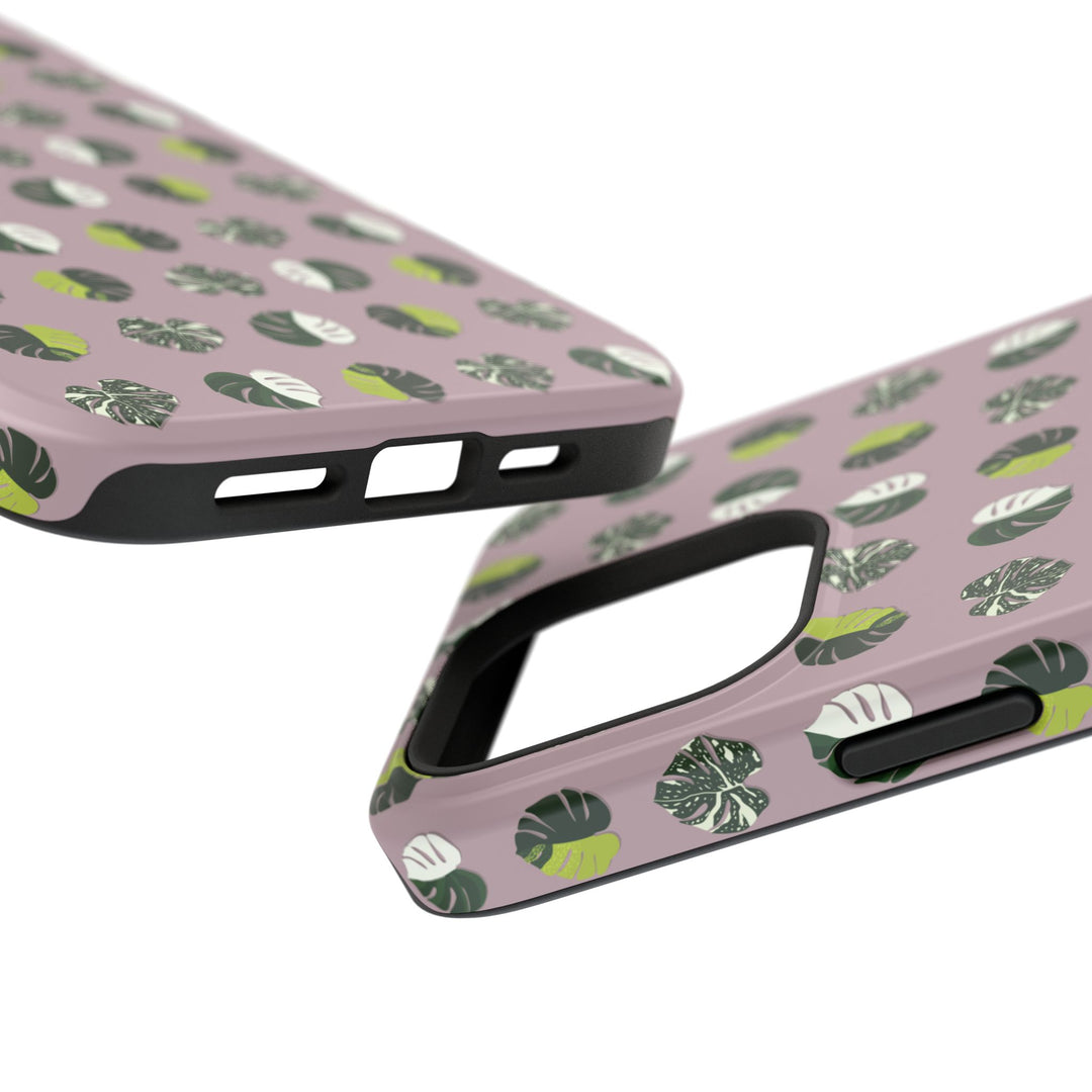 Variegated Monstera Pattern Phone Case – Dual Layer Protective Cover