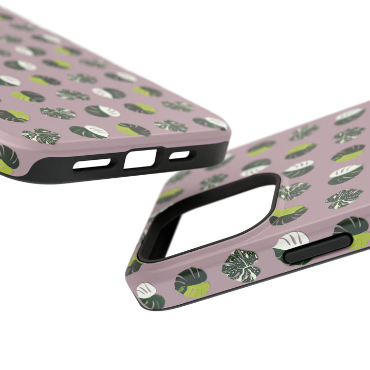 Variegated Monstera Pattern Phone Case – Dual Layer Protective Cover