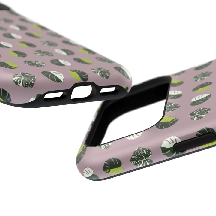 Variegated Monstera Pattern Phone Case – Dual Layer Protective Cover