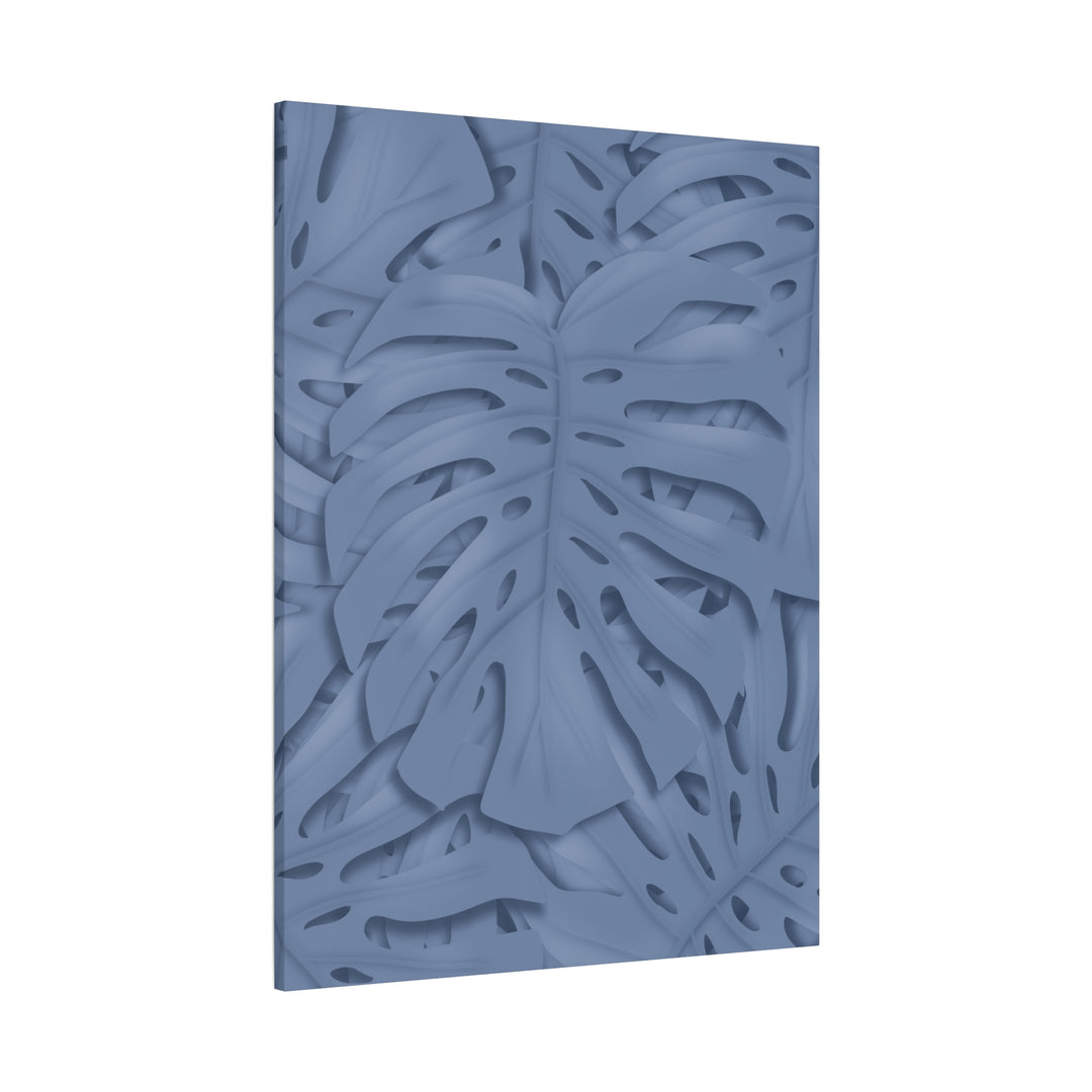 Monstera Canvas Art Blue Tropical Leaf Wall Art on Matte Cotton Canvas Print by The Potted Pixel