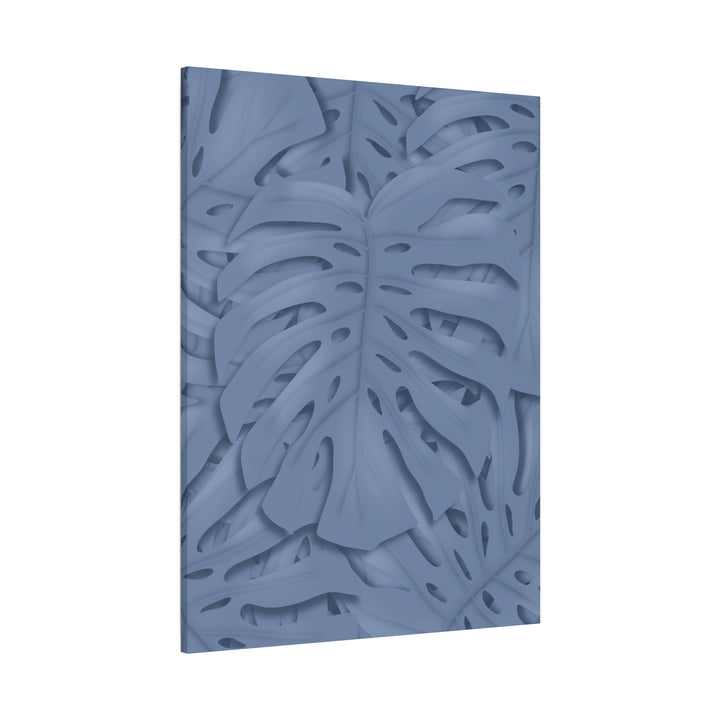 Monstera Canvas Art Blue Tropical Leaf Wall Art on Matte Cotton Canvas Print by The Potted Pixel