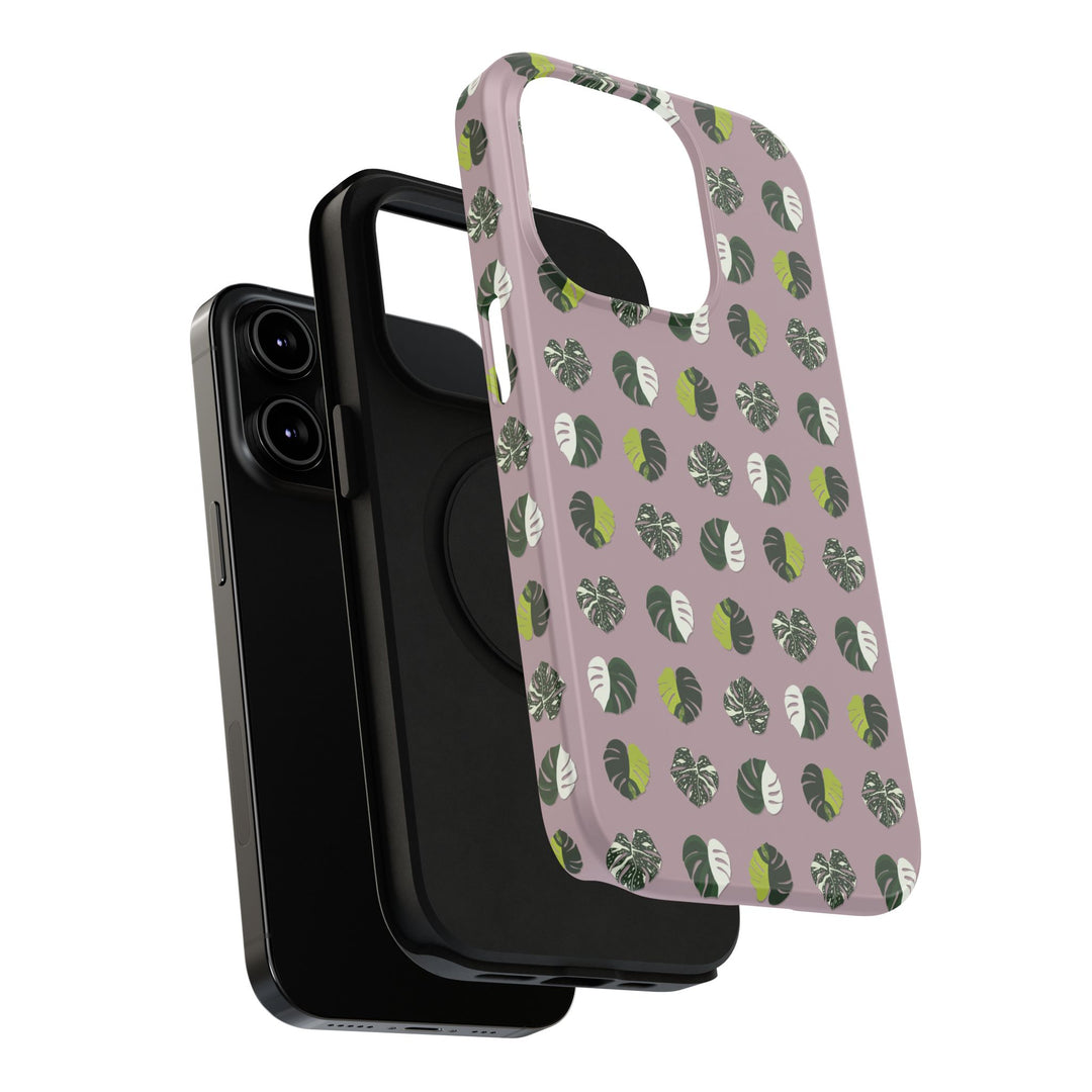 Variegated Monstera Pattern Phone Case – Dual Layer Protective Cover