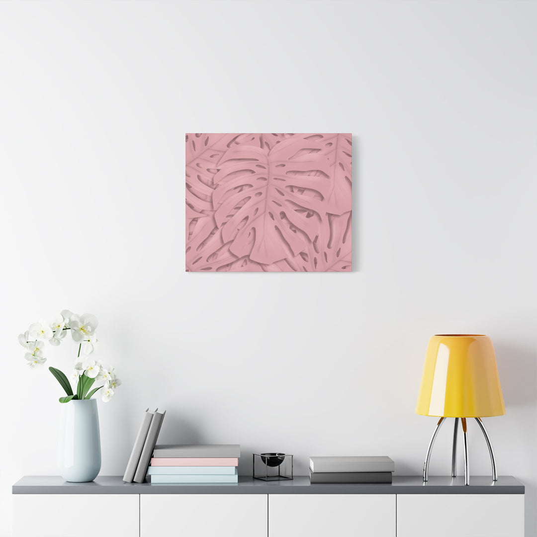 Monstera Canvas Art Soft Pink Botanical Wall Decor Matte Finish Print For Living Room