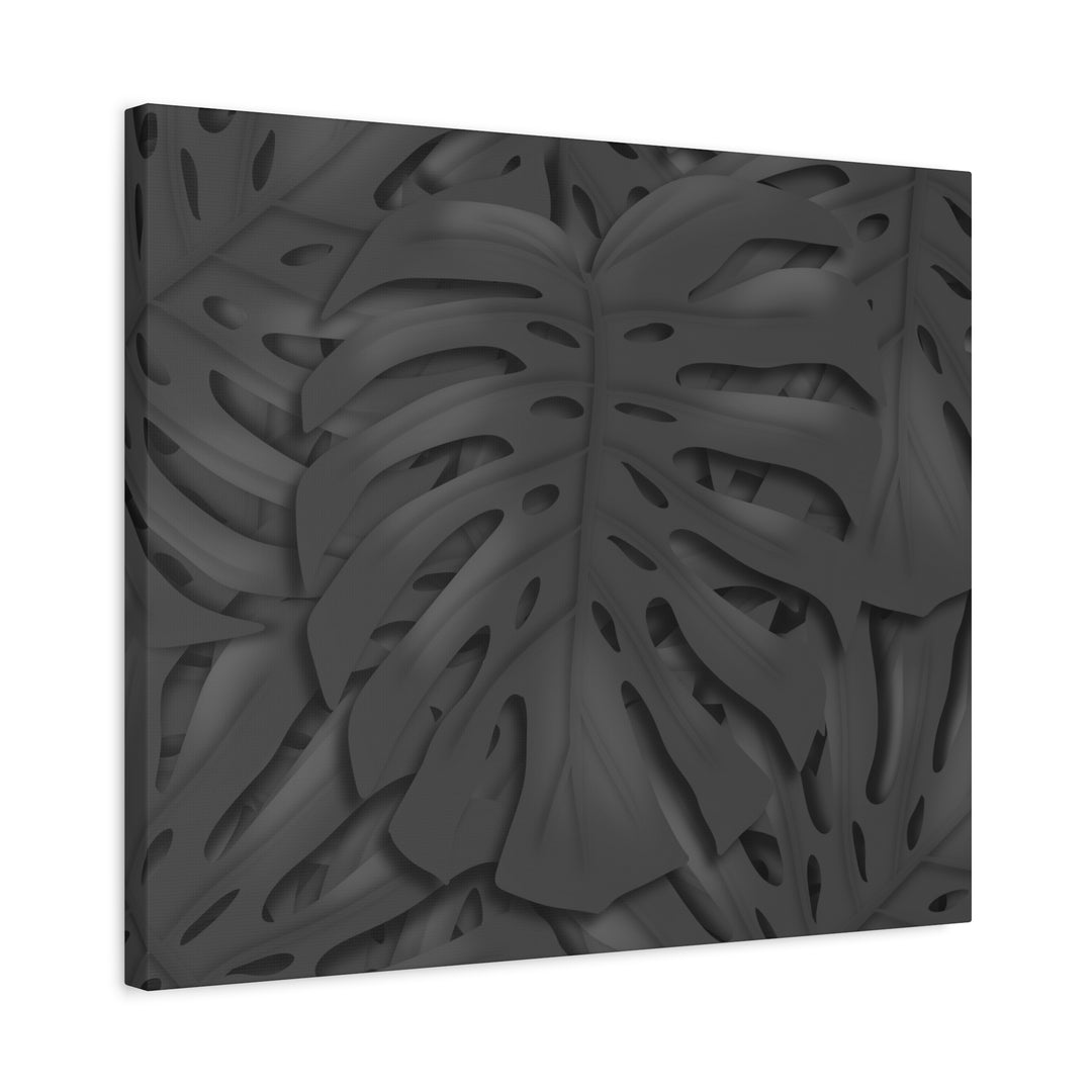 Charcoal Monstera Canvas Wall Art Matte Stretched 1.25 Inch Thick Plant Leaf Decor