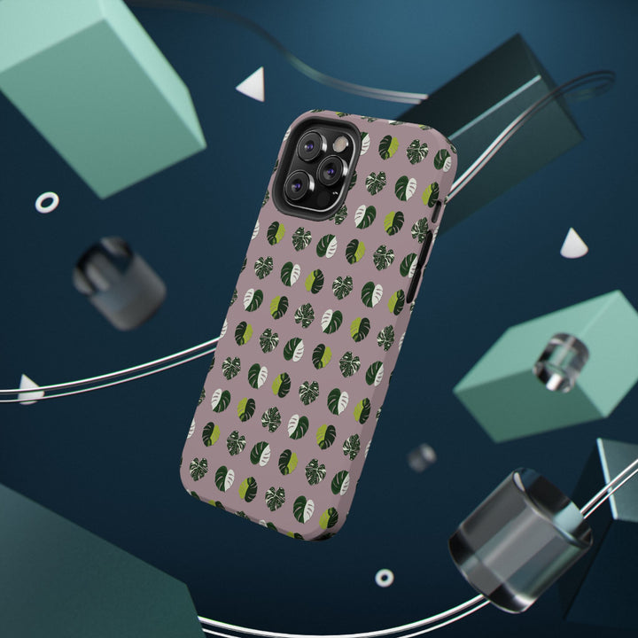 Variegated Monstera Pattern Phone Case – Dual Layer Protective Cover