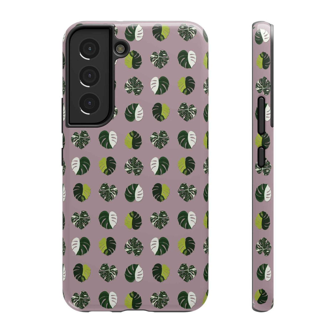 Variegated Monstera Pattern Phone Case – Dual Layer Protective Cover