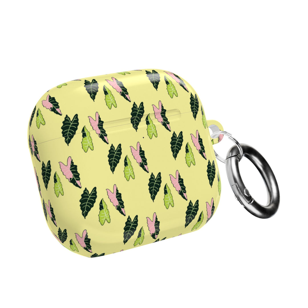 Alocasia Pattern AirPods Case Botanical Plant Themed Protective Case with Carabiner