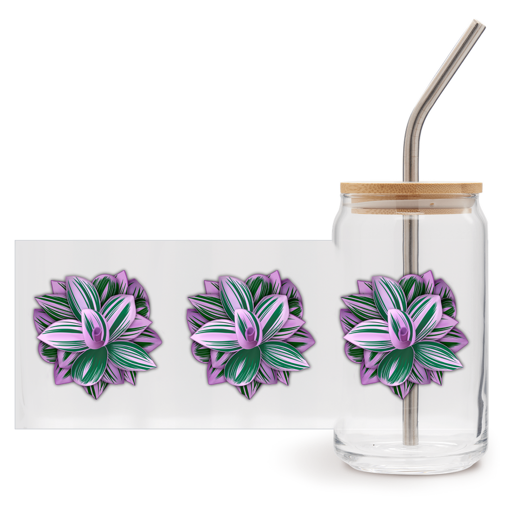 Tradescantia Nanouk Soda Can Glass – 16 oz Tumbler With Bamboo Lid And Straw