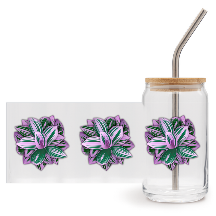 Tradescantia Nanouk Soda Can Glass – 16 oz Tumbler With Bamboo Lid And Straw