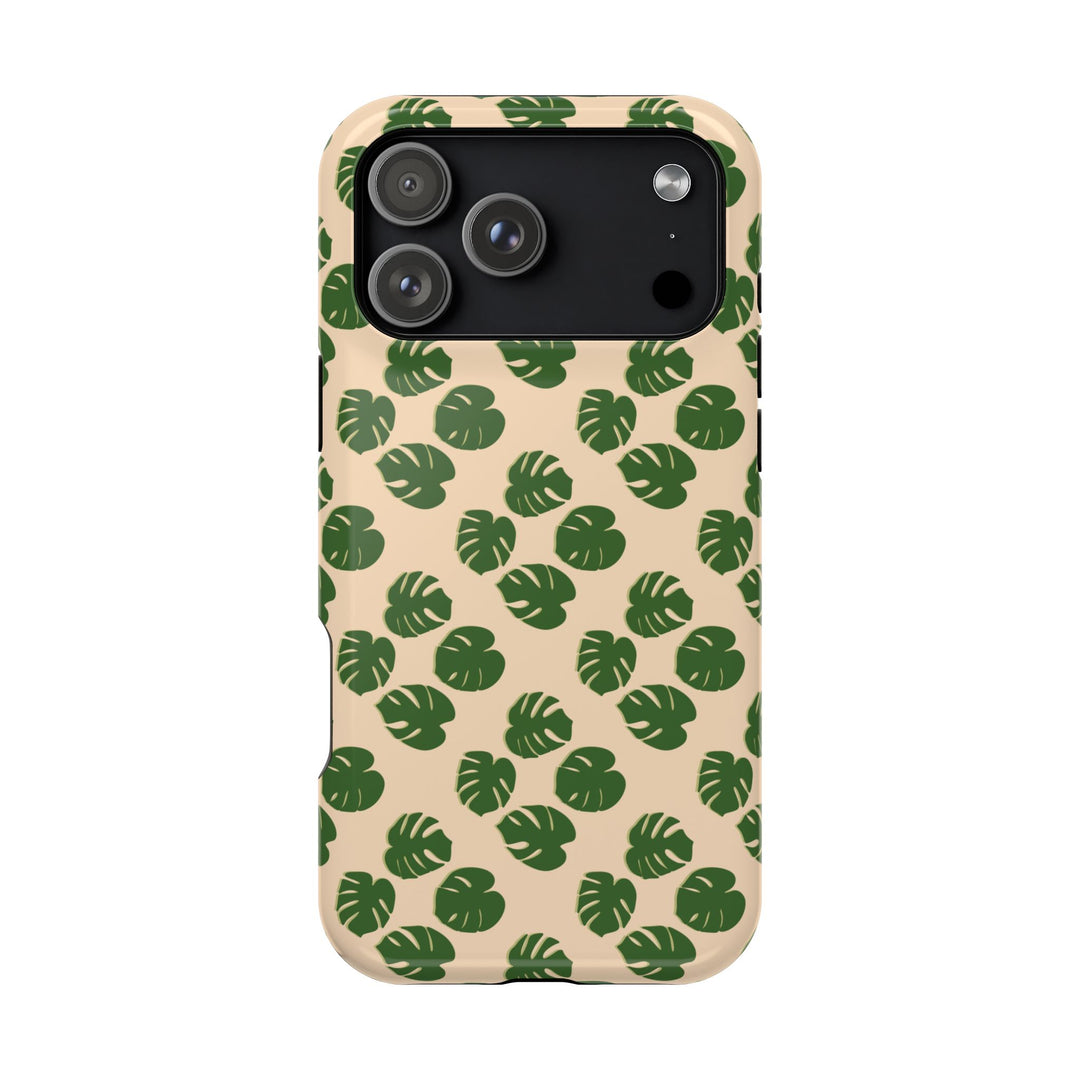 Monstera Pattern Phone Case – Dual Layer Protective Cover