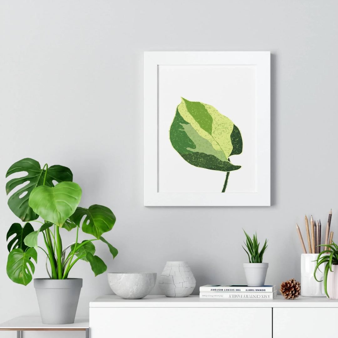 Manjula Pothos Print Framed Wall Art With Heart Shaped Leaves Matte Finish Indoor Plant Decor